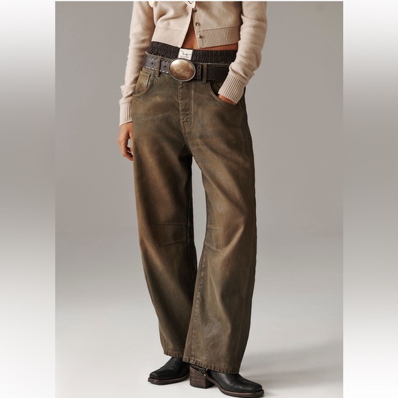 NWT We The Free Good Luck Coated Jeans New Moon Oversized 32 Women - Picture 5 of 11